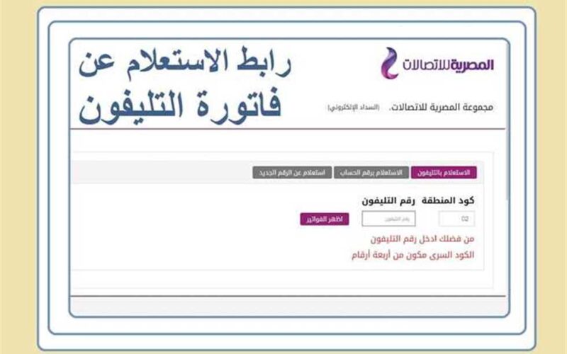 موعد الغرامة…الاستعلام عن فاتورة التليفون الأرضي لشهر يوليو 2022 عبر موقع الشركة المصرية للاتصالات